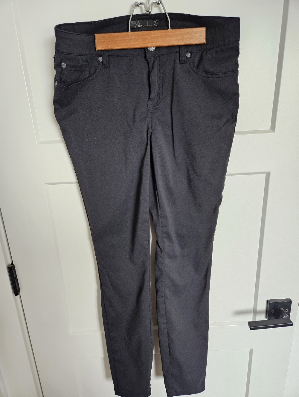 prAna Briann Skinny Pants Stretch Zion Performance Black Regular Inseam Size 8